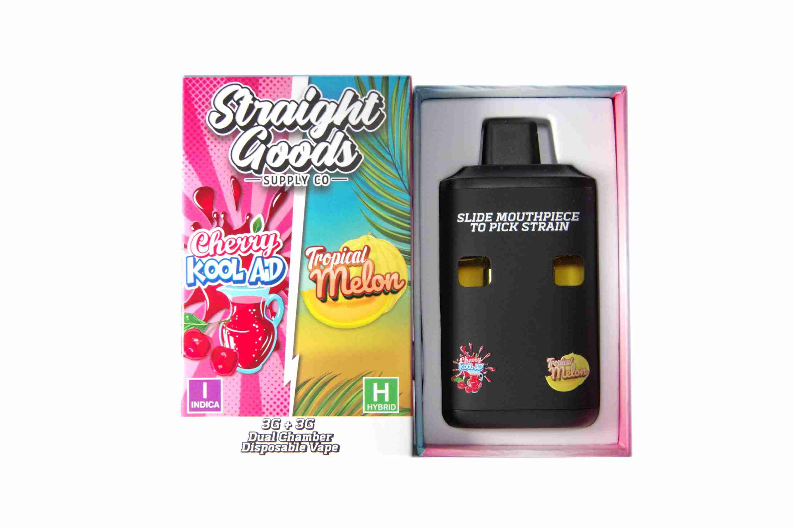 Straight Goods – Dual Chamber Vape – Cherry Kool Aid + Tropical Melon (3 Grams + 3 Grams) - Image 1