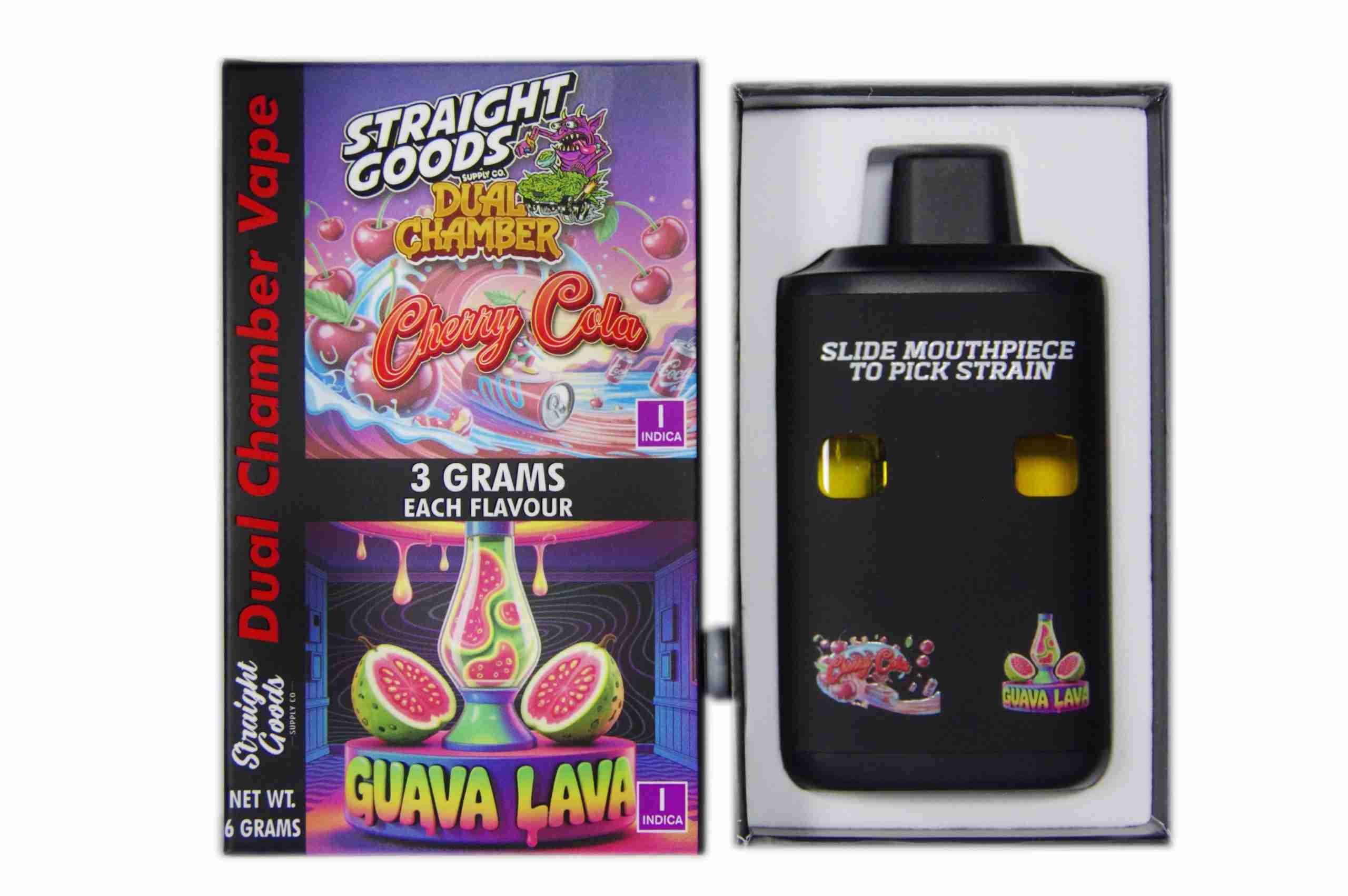 Straight Goods – Dual Chamber Vape – Cherry Cola + Guava Lava (3 Grams + 3 Grams) - Image 1