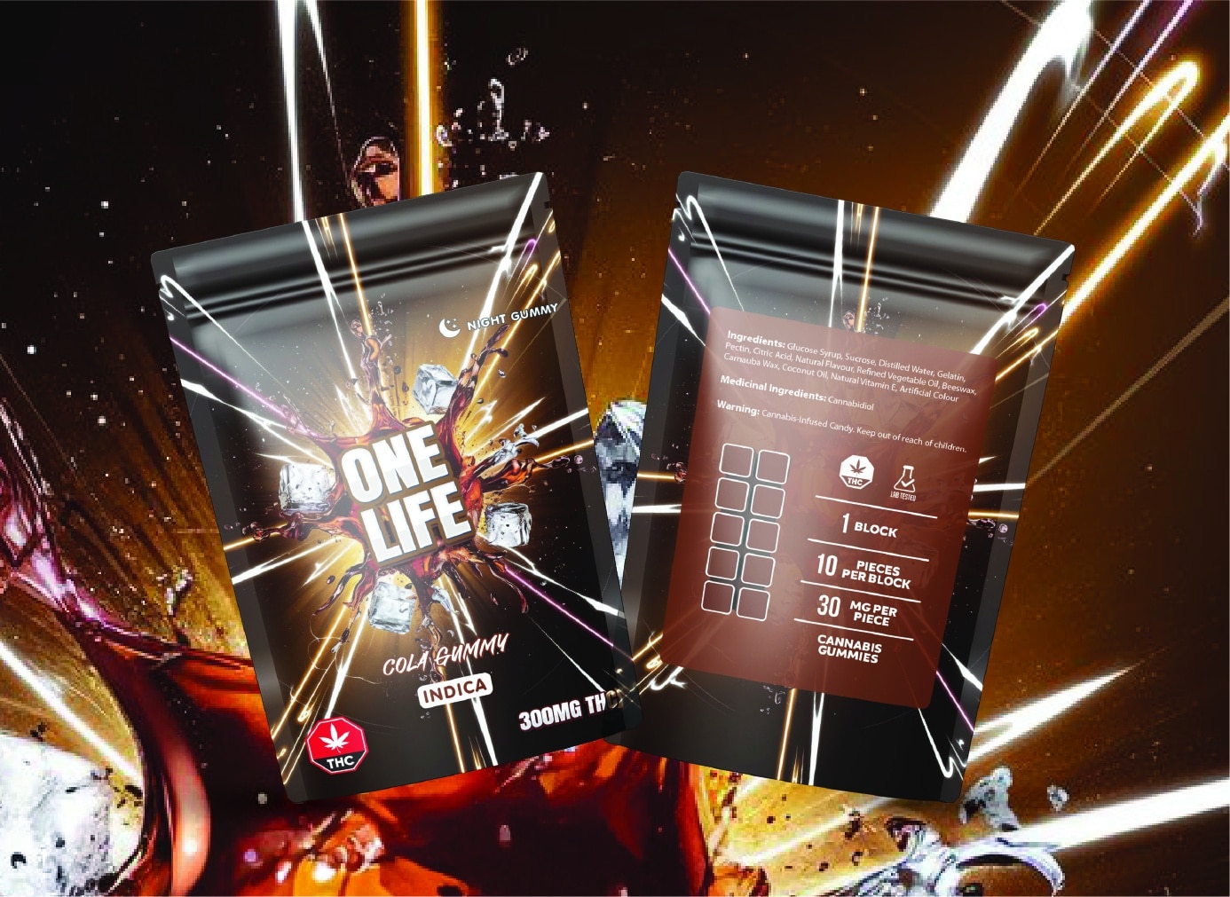 One Life Edibles – Cola Gummy – 300mg THC (Indica) - Image 1