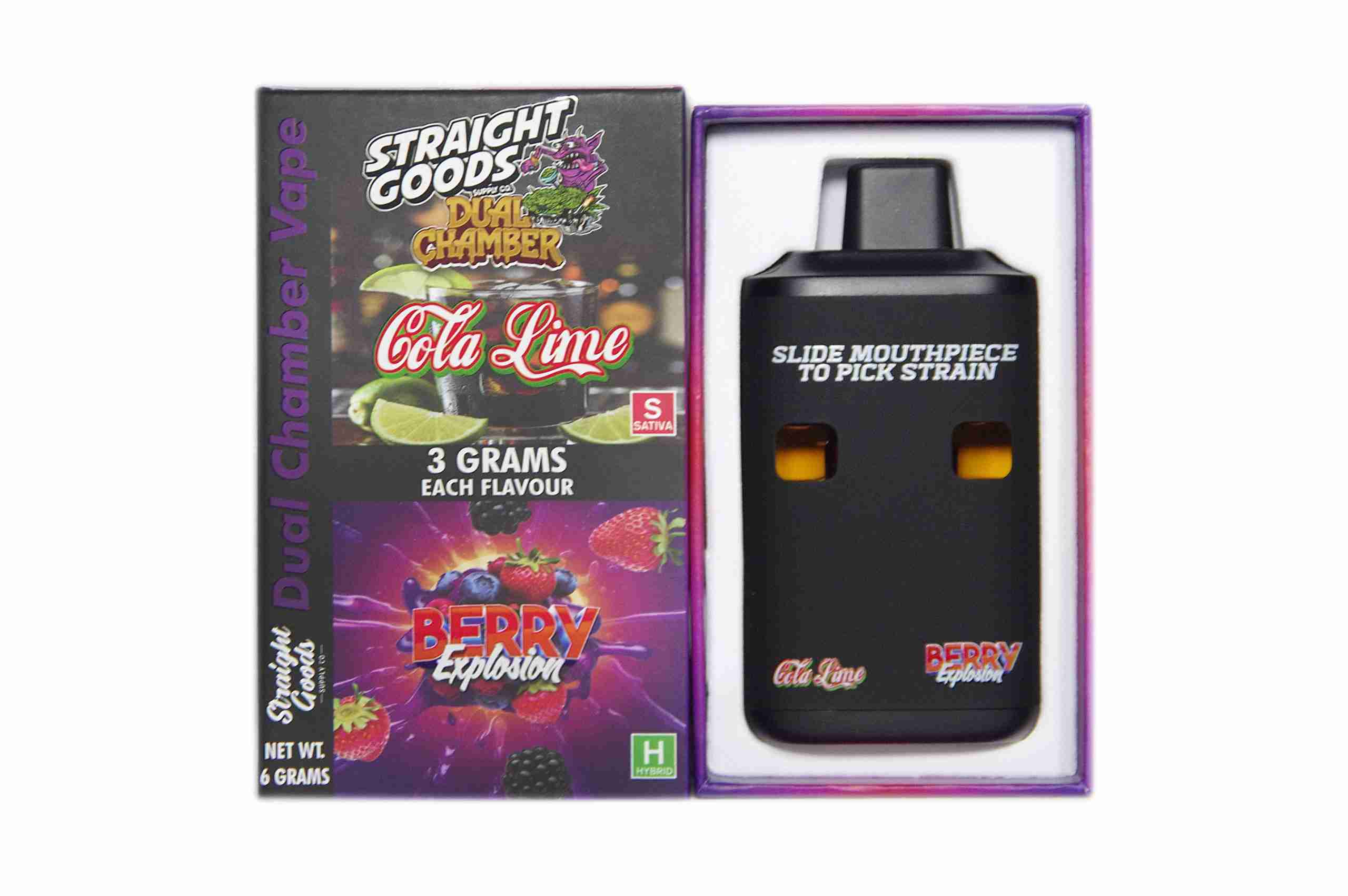 Straight Goods – Dual Chamber Vape – Cola Lime + Berry Explosion (3 Grams + 3 Grams) - Image 1
