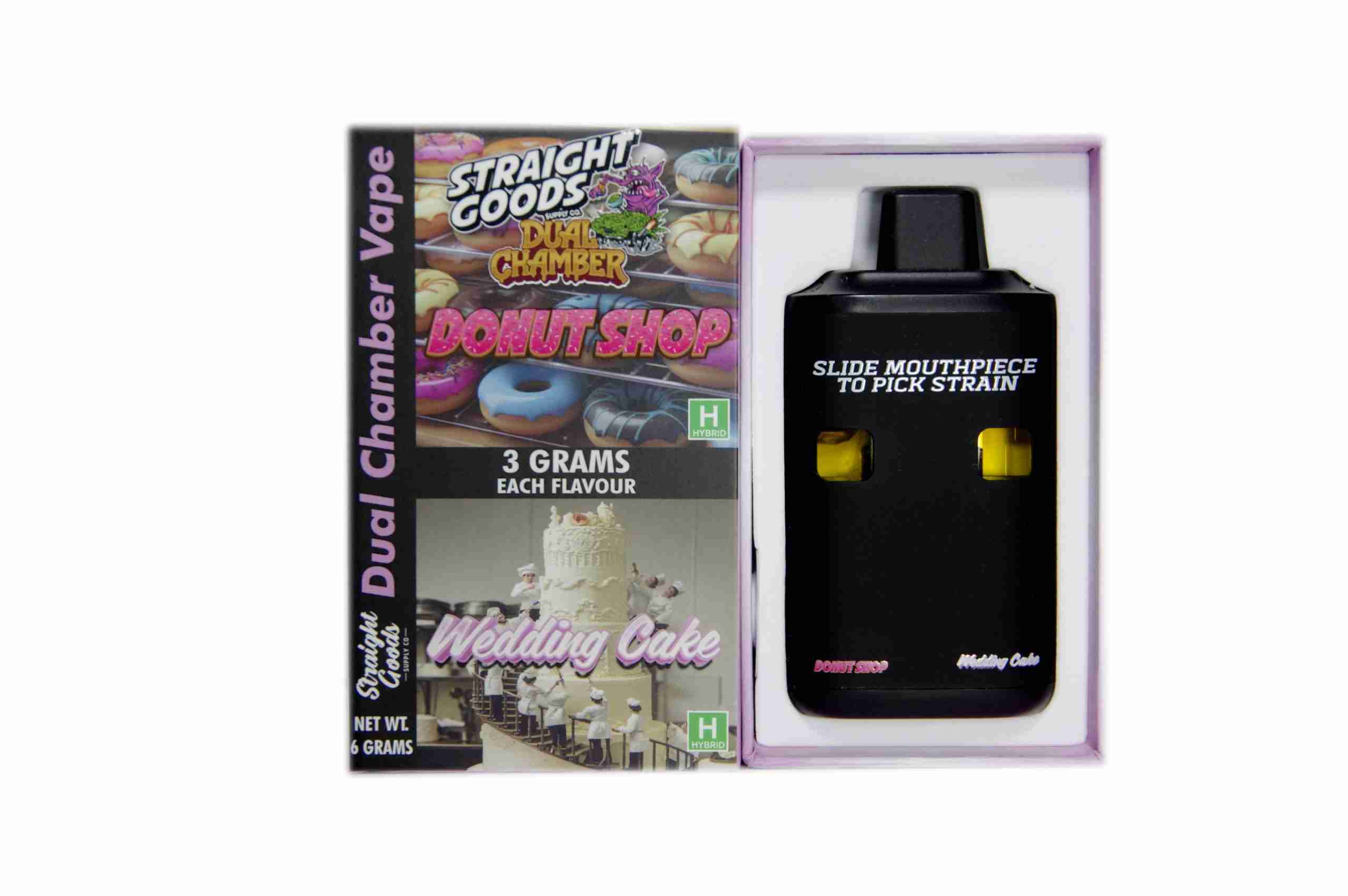 Straight Goods – Dual Chamber Vape – Donut Shop + Wedding Cake (3 Grams + 3 Grams) - Image 1
