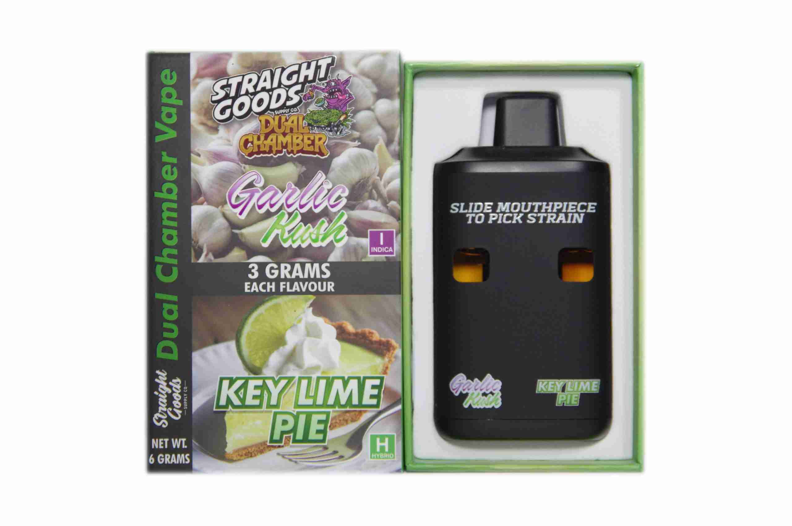 Straight Goods – Dual Chamber Vape – Garlic Kush + Key Lime Pie (3 Grams + 3 Grams) - Image 1