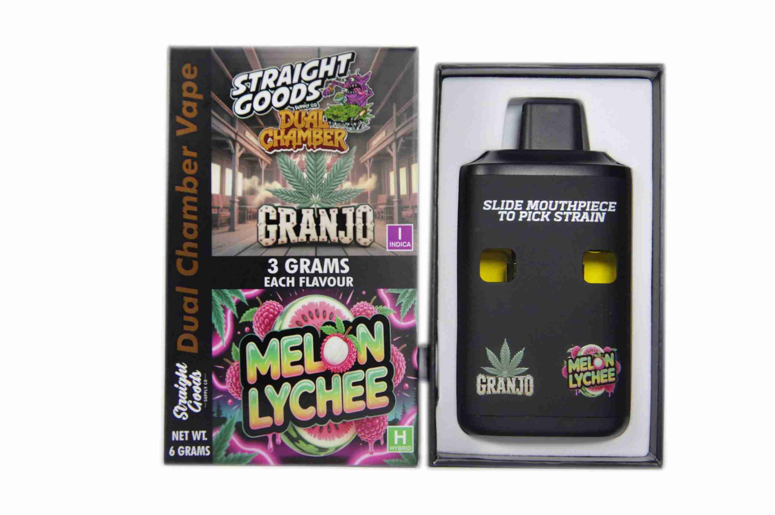 Straight Goods – Dual Chamber Vape – Granjo + Melon Lychee (3 Grams + 3 Grams) - Image 1