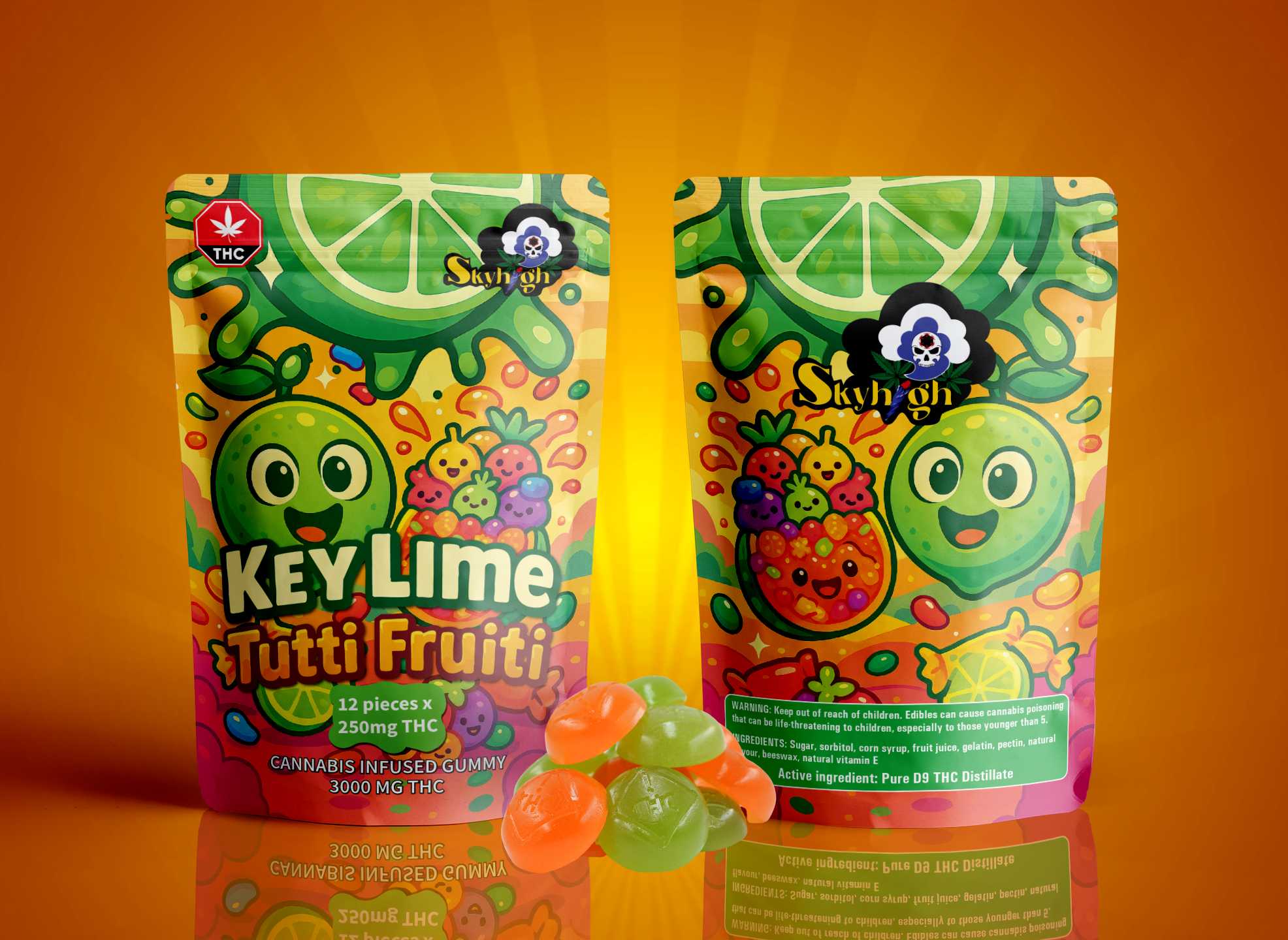 Sky High Edibles – Key Lime + Tutti Frutti Gummy 3000mg THC - Image 1