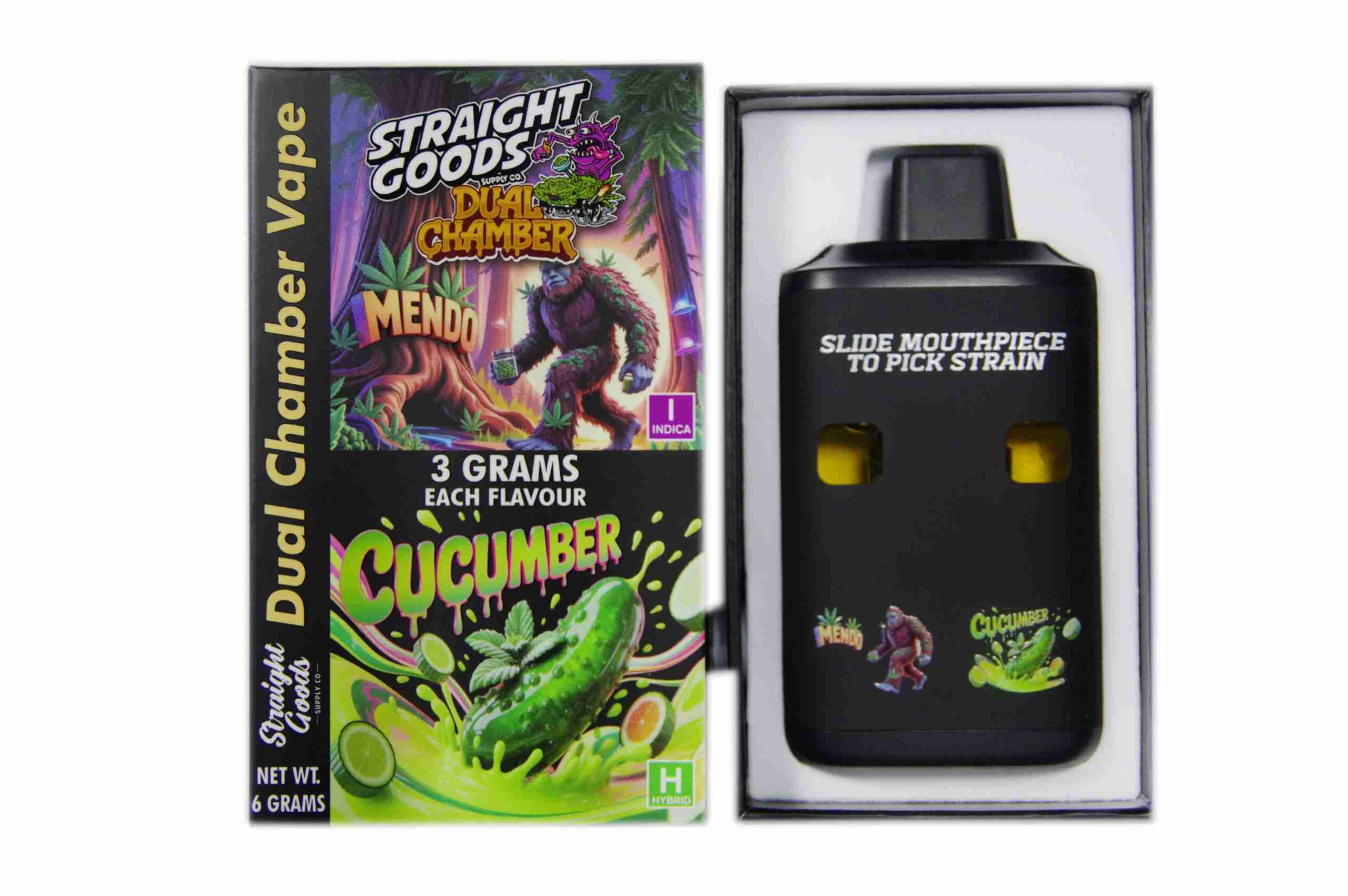 Straight Goods – Dual Chamber Vape – Mendo + Cucumber (3 Grams + 3 Grams) - Image 1