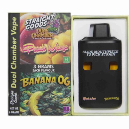 Straight Goods – Dual Chamber Vape – Peach Mango + Banana OG (3 Grams + 3 Grams)
