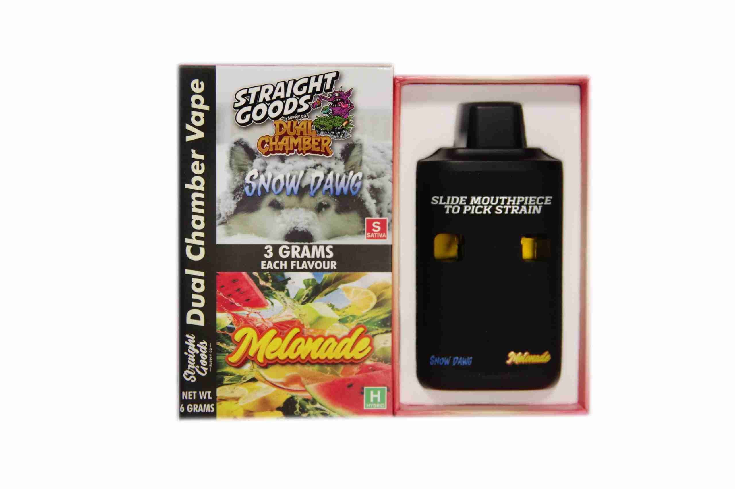 Straight Goods – Dual Chamber Vape – Snow Dawg + Melonade (3 Grams + 3 Grams) - Image 1
