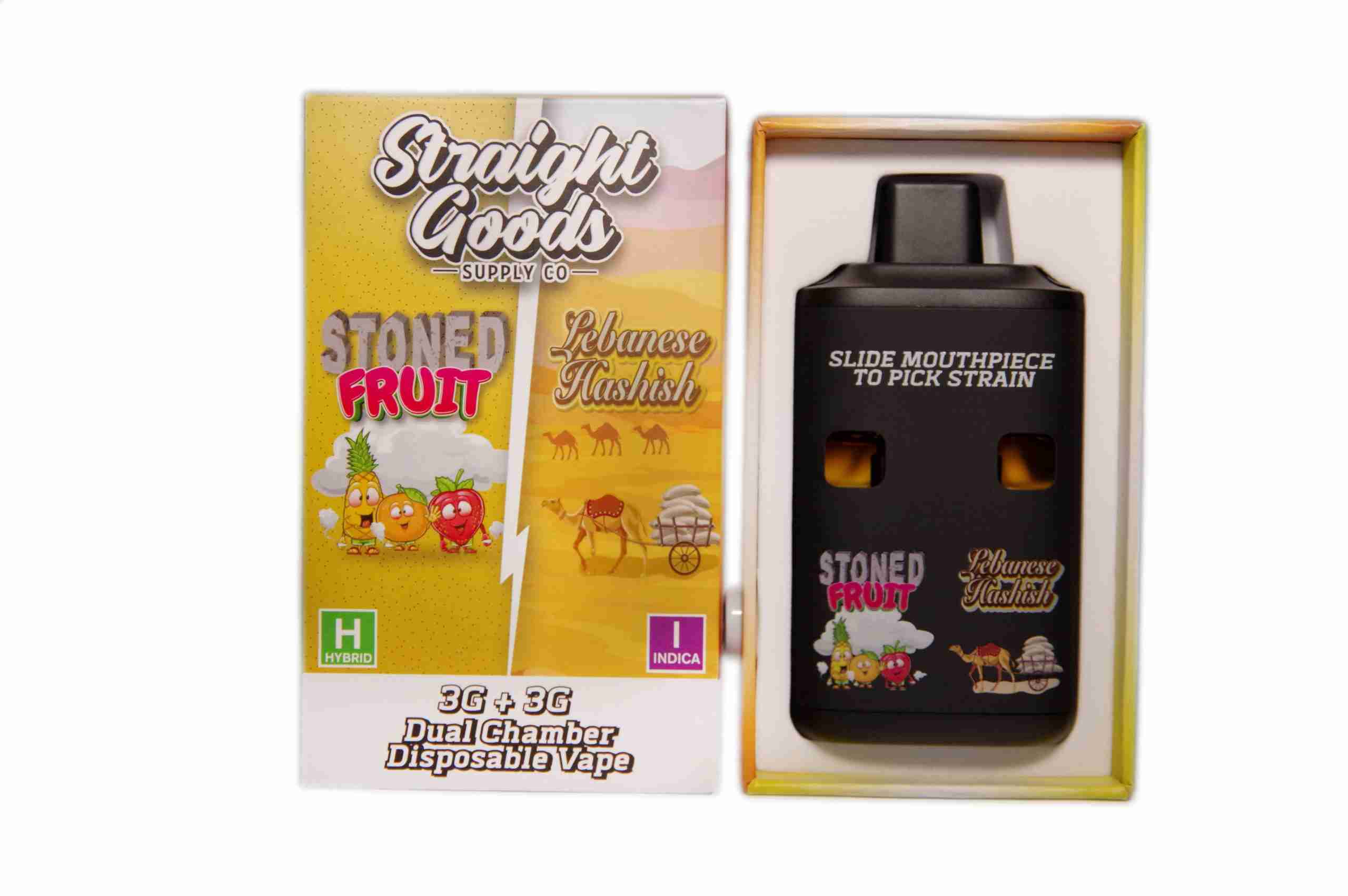 Straight Goods – Dual Chamber Vape – Stoned Fruit + Red Lebanese Hashish (3 Grams + 3 Grams) - Image 1