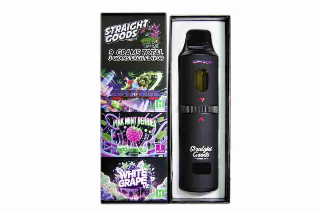 Straight Goods – Triple Chamber Vape – Super Boof + Pink Mint Berries + White Grape V2 (3 Grams + 3 Grams + 3 Gram) - Image 1