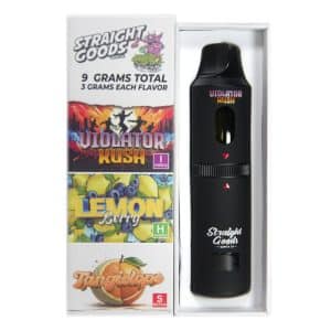 Straight Goods – Triple Chamber Vape – Violator Kush + Lemon Berry + Tangielope (3 Grams + 3 Grams + 3 Gram) - Image 1
